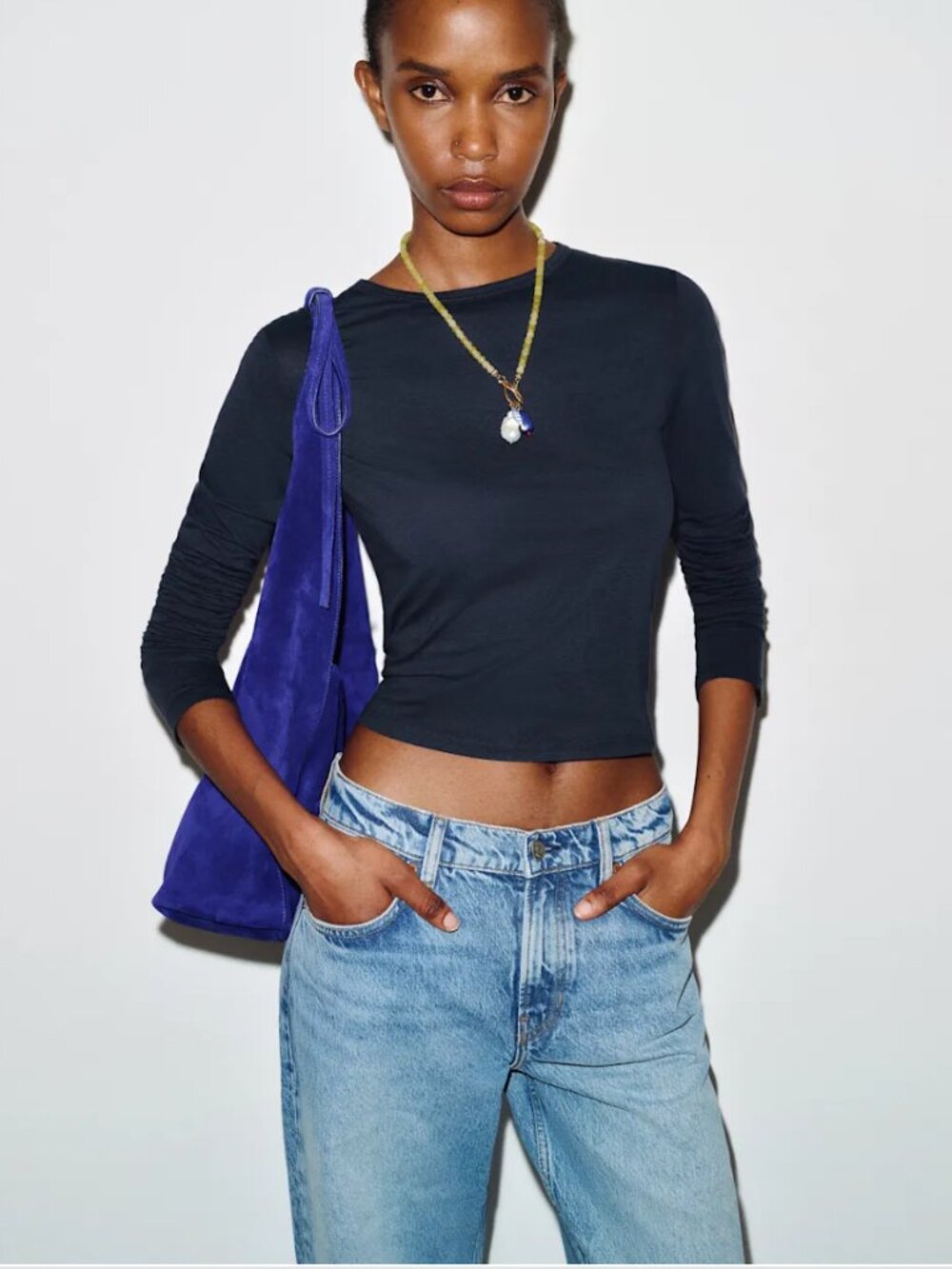 Reformation Ezra Slim Fit Long Sleeve Blue - Size S